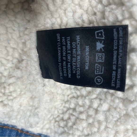 Sunrise Kingdom Sherpa Lined Denim Trucker Jacket Button Down w/ Pockets Medium - Picture 5 of 8